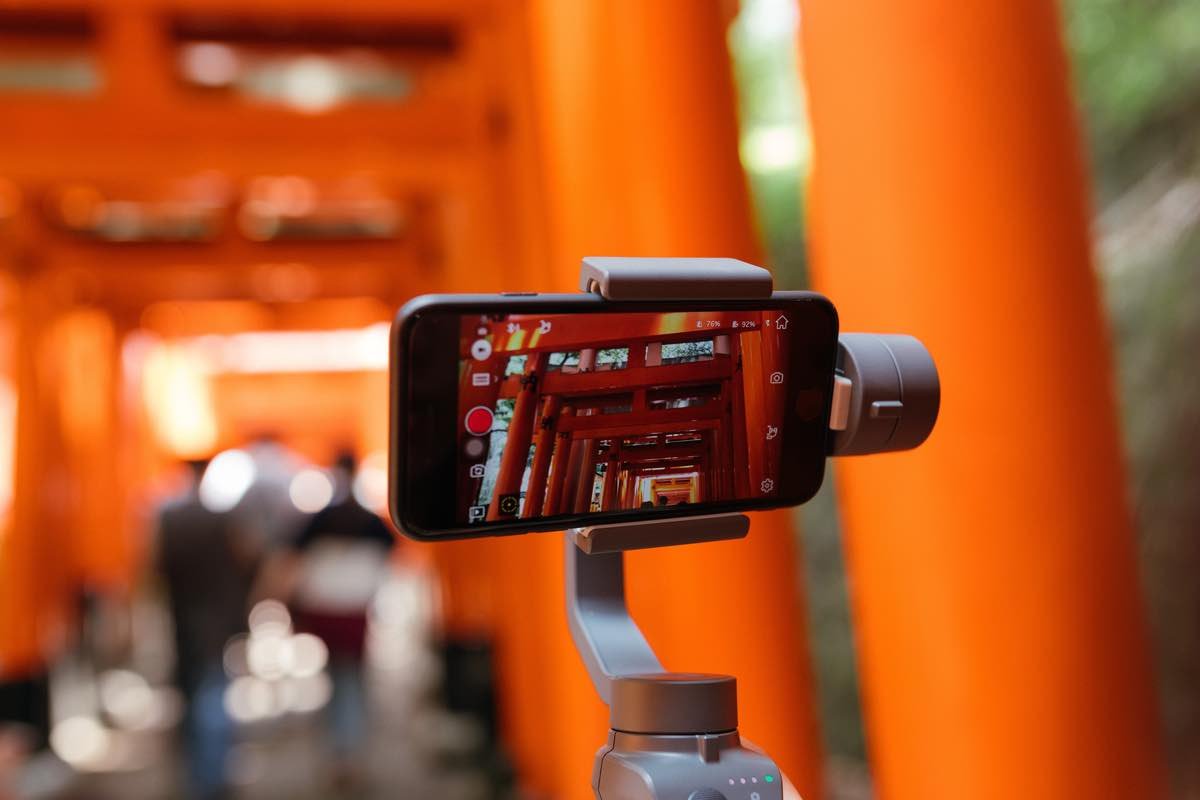 Reels and video content creation - smartphone on gimbal filming